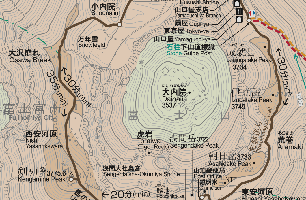 山頂鉢巡線只限已經攻頂的登山人士可以行走的富士山登山路線，顧名思義是沿著山頂火山口走一圈。